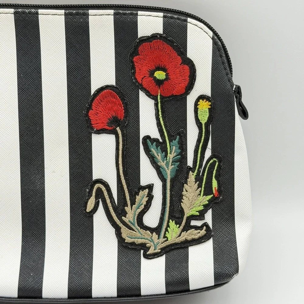 Travel Makeup Bag‎ Zip Cosmetic Pouch Striped Embroidered Floral Nordstrom